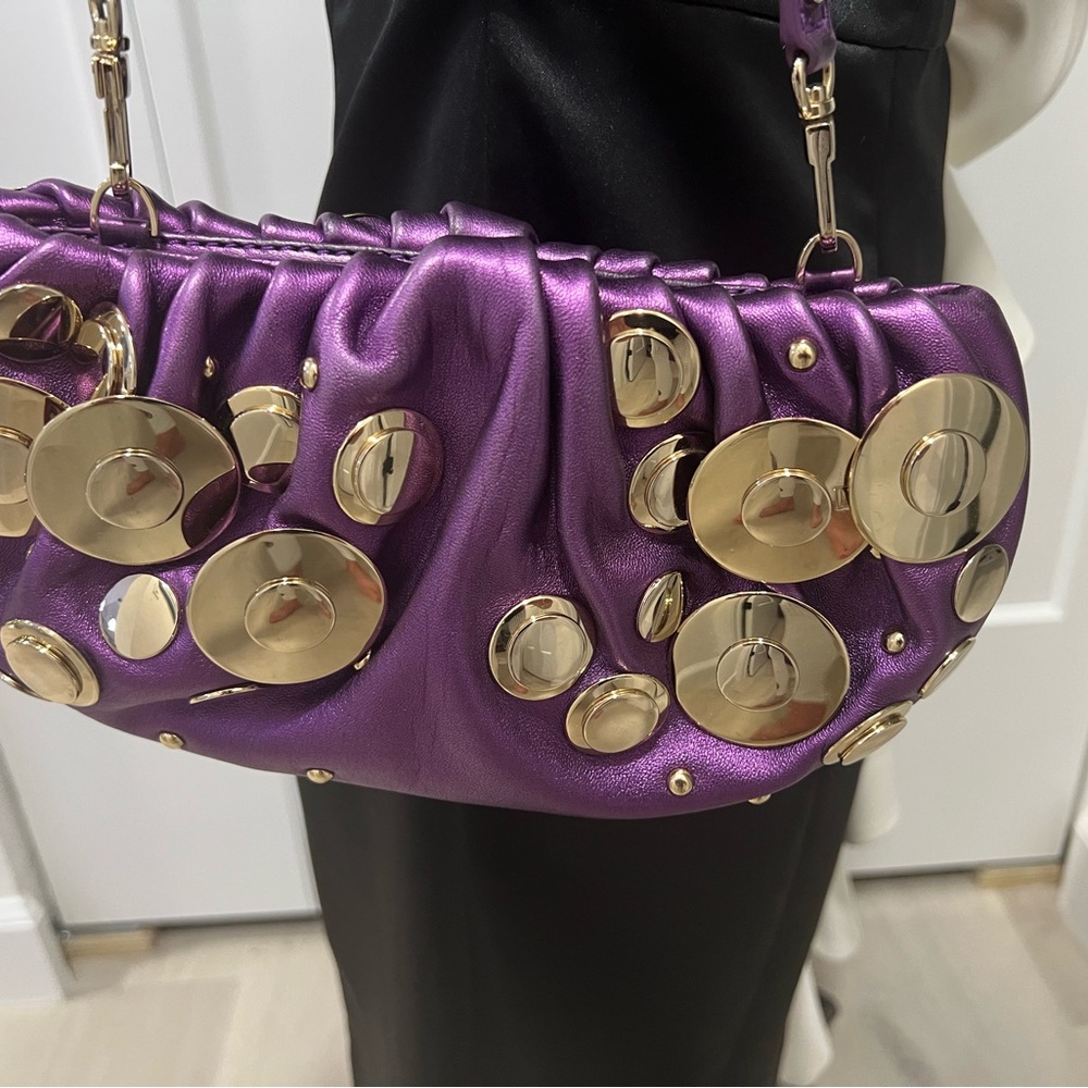 Diane von Furstenberg purple clutch w/attachable straps and dust bag. - Picture 2 of 11
